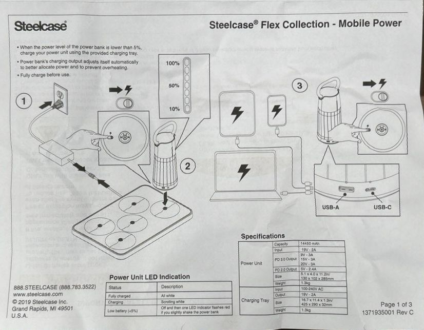 Anker Steelcase Flex Power Station Base (A2651) & 5 x Portable Batteries (A1705)