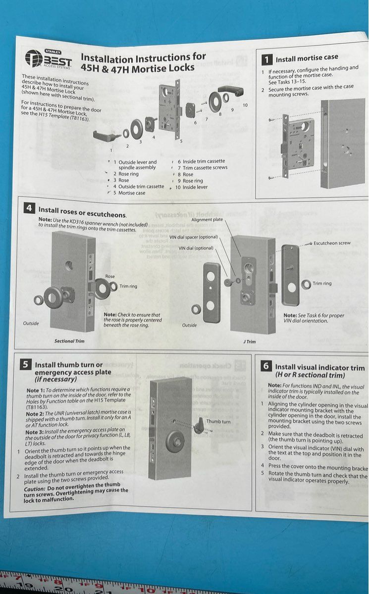 Stanley Best Access Systems 45H & 47H Mortise Lock