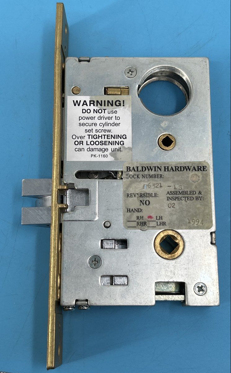 Baldwin Mortise Lock Lever 2-1/2” Backset model 6321.150.LLS