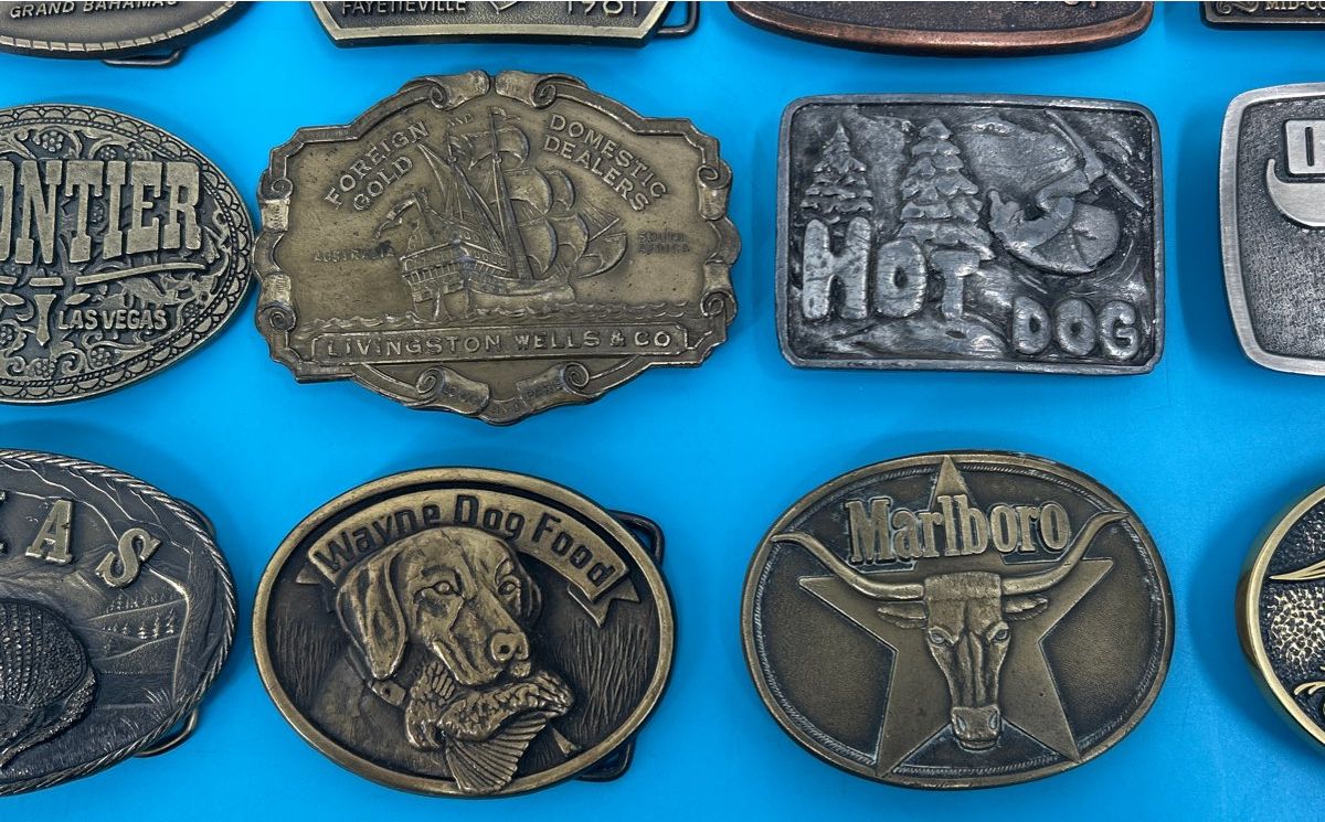 Lot of 21 - Vintage Belt Buckle Collection sterling silver, solid brass, + more