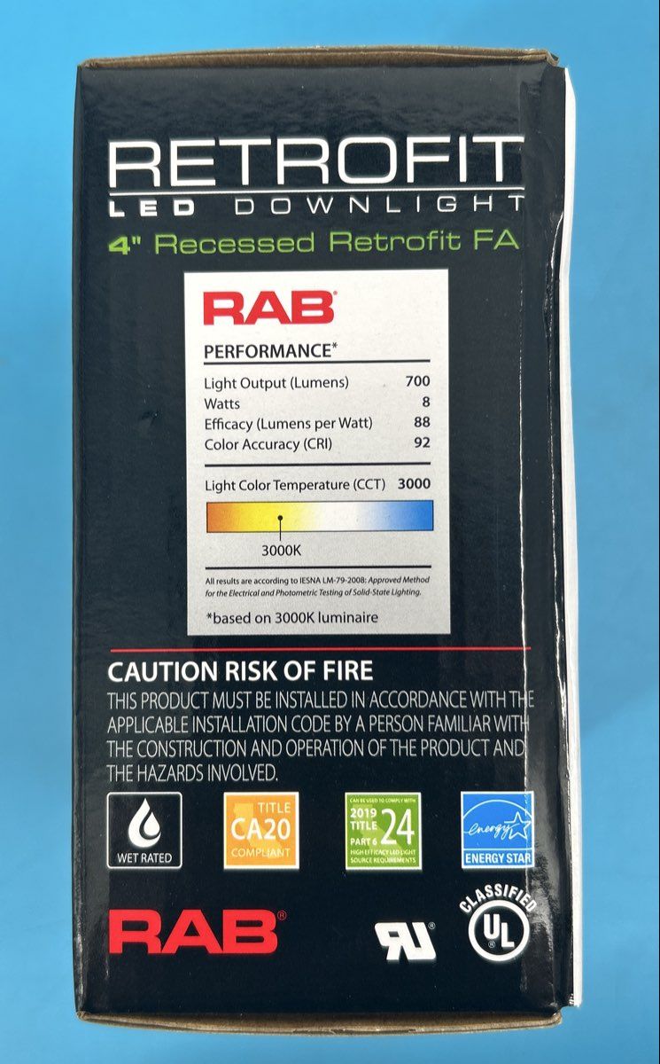 Box of 4 - RAB 4” LED Retrofit Recessed Downlight R4R89FA120WB