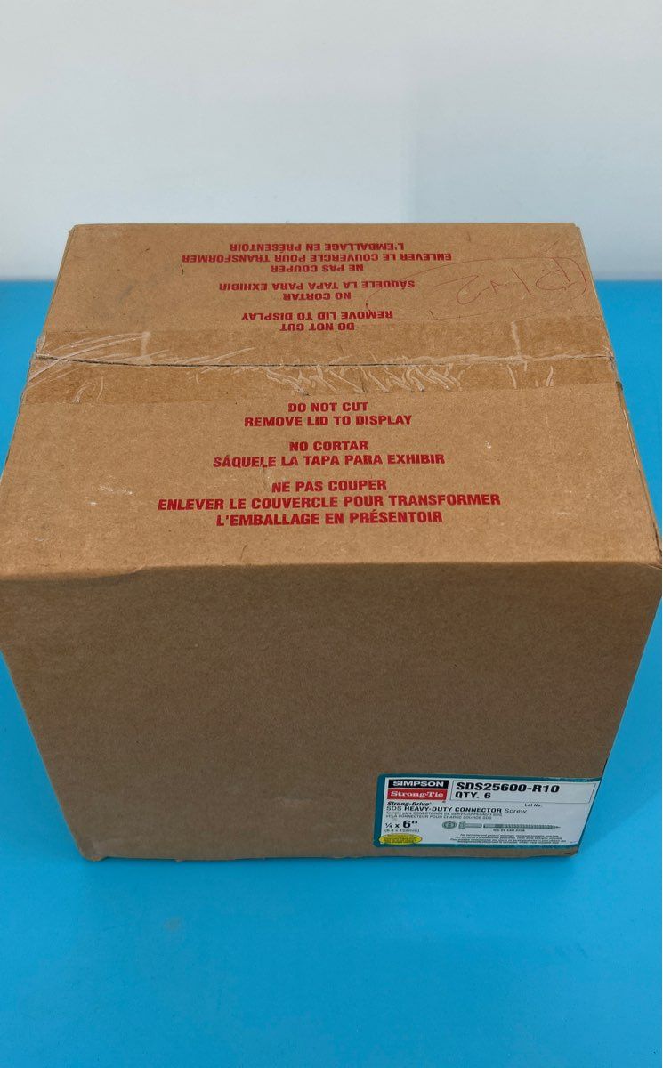 6Pack Simpson StrongTie HeavyDuty Connector Screw 10/box of 1/4”x6” SDS25600-R10