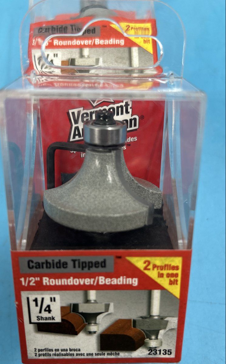 Carbide Tipped 1/4” shank 1/2” & 3/16” Roundover Beading models 23135, 23131
