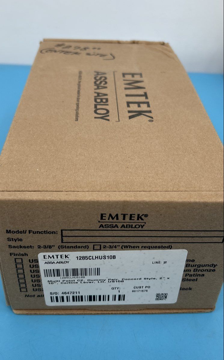 Emtek /Assa Abloy Concord Style Cortina Lever 2”x10” LH Rubbed Oil Bronze Finish