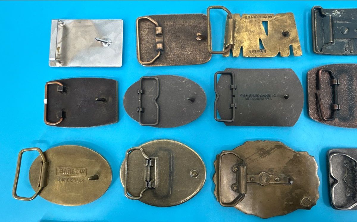 Lot of 21 - Vintage Belt Buckle Collection sterling silver, solid brass, + more
