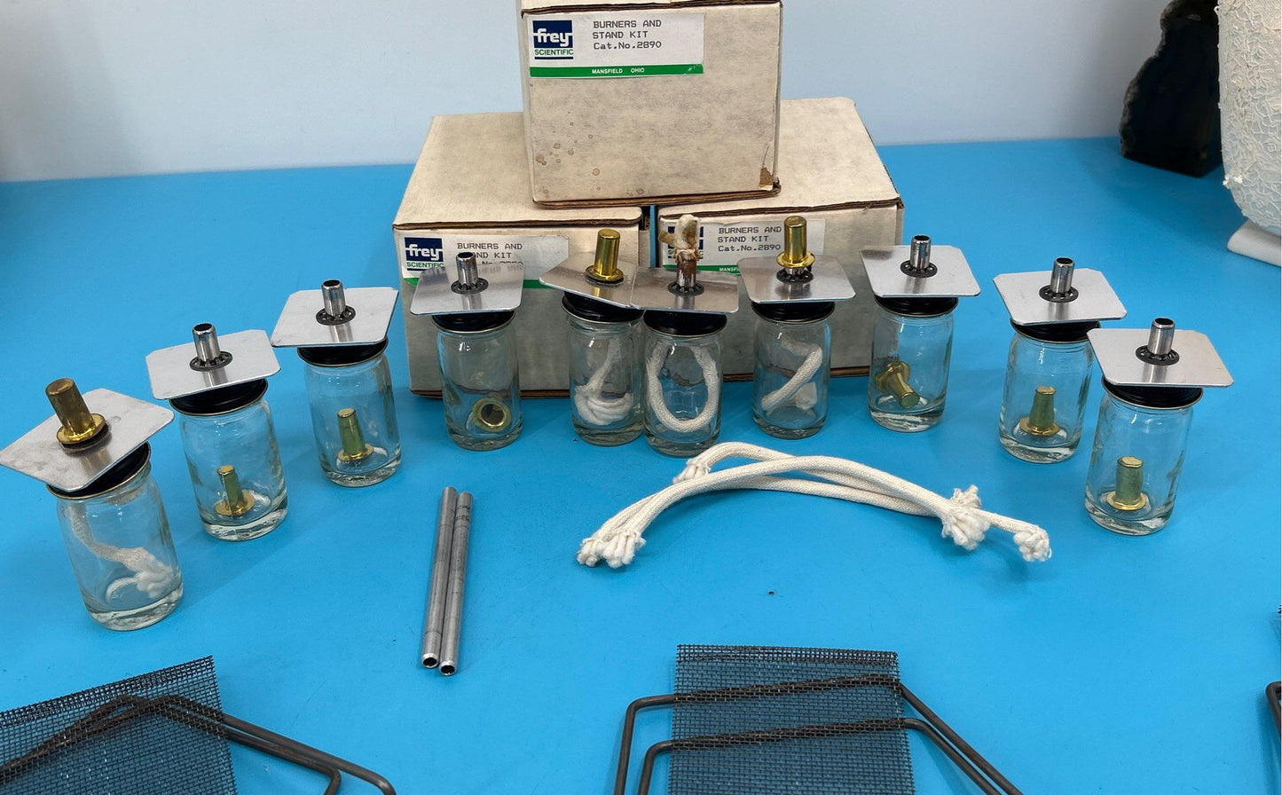 Frey Scientific Burners and Stand Kit cat no. 2890 10 bottles & 3 Stands