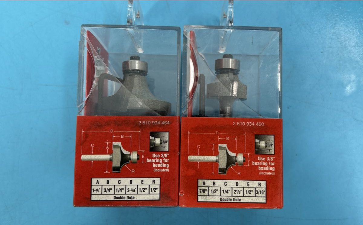 Carbide Tipped 1/4” shank 1/2” & 3/16” Roundover Beading models 23135, 23131