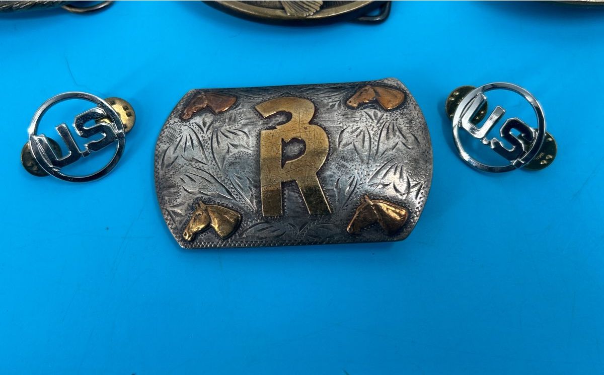 Lot of 21 - Vintage Belt Buckle Collection sterling silver, solid brass, + more