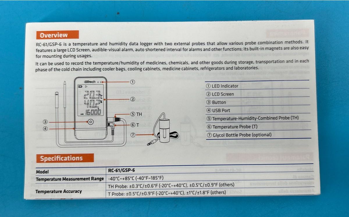 Elitech Temperature and Humidity Data Logger GSP-6G