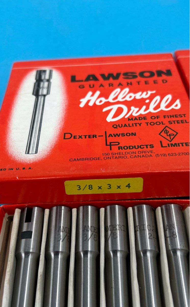 Vintage Dexter/Lawson Hollow Drillbits Set of 11 (3/8 2-8) and 1 Speed bit (1/4)