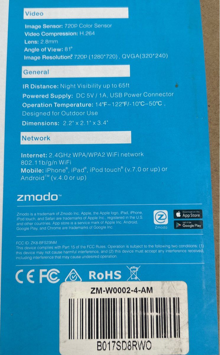Zmodo Outdoor WiFi IP Camera 720HD Xmas-W0002-4-AM
