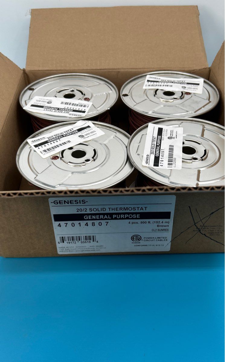 Genesis 20/2 Solid Thermostat General Purpose Wire 500ft roll, brown