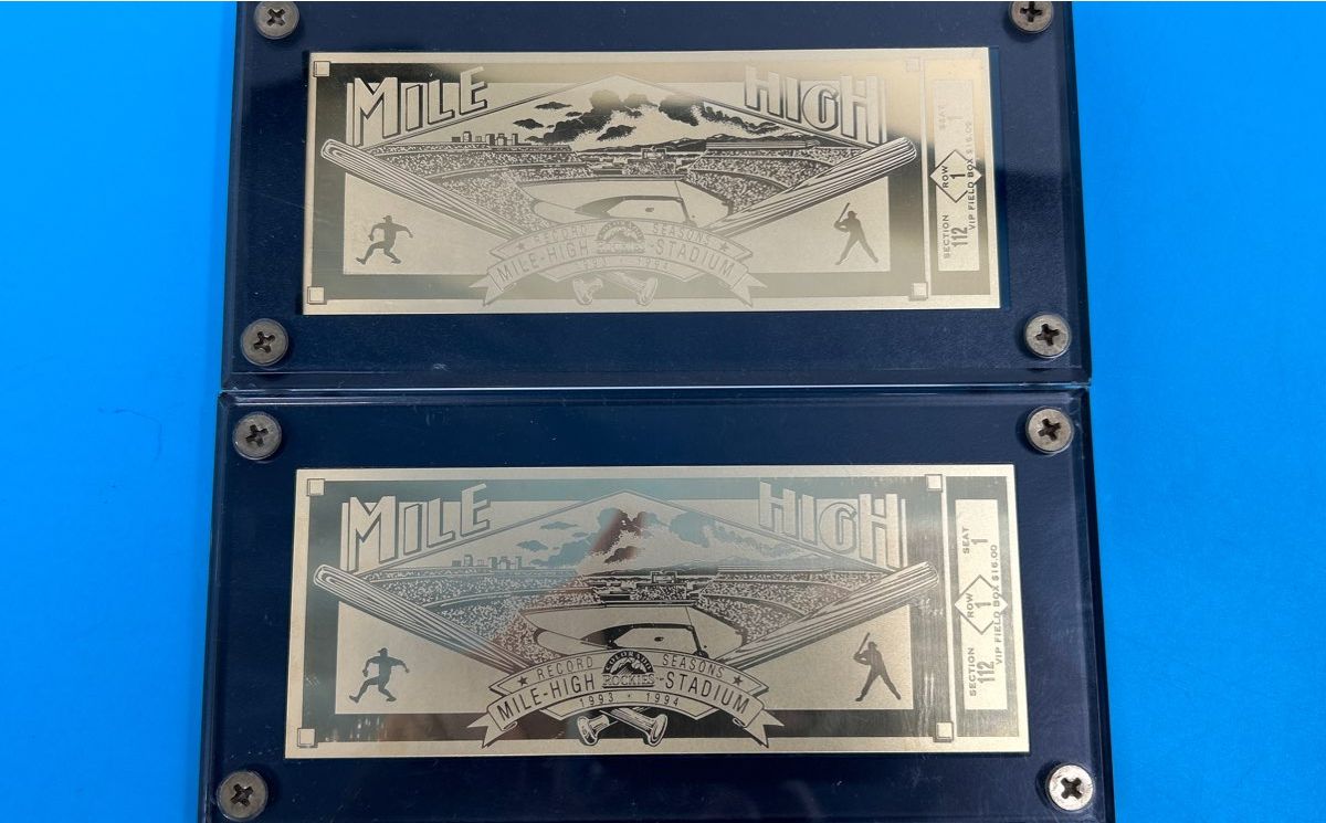 Set of 2 Colorado Rockies ‘94 Record Season 24k Gold Ticket Replica 354&355/1994
