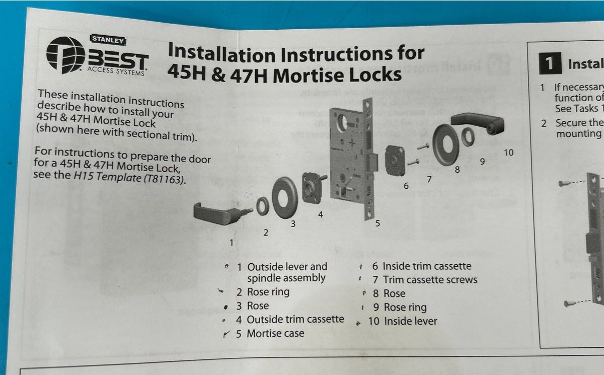 Stanley Best Access Systems 45H & 47H Mortise Lock