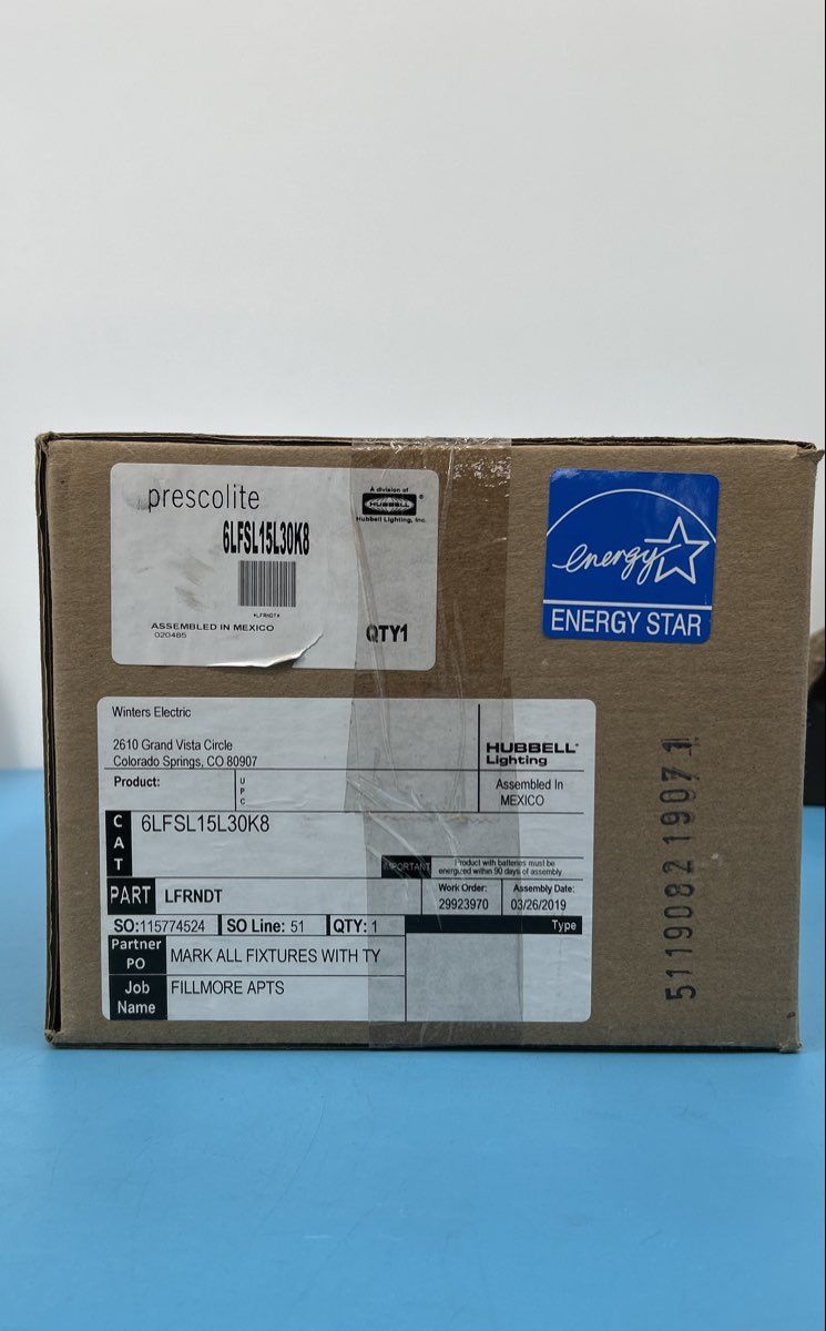 Hubbell Prescolite 6” Downlighting model: 6LFSL15L30K8