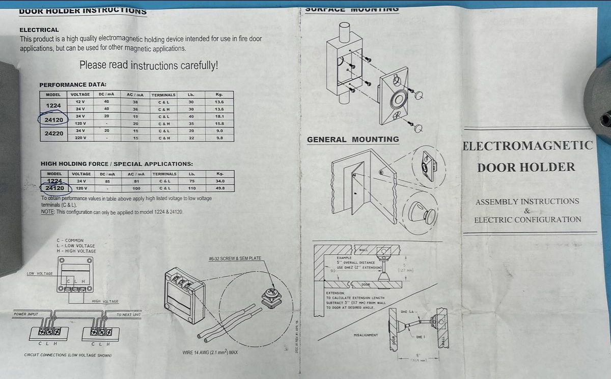 Electromagnetic Door Holder 20v/120v 110lbs Fire Door Holder