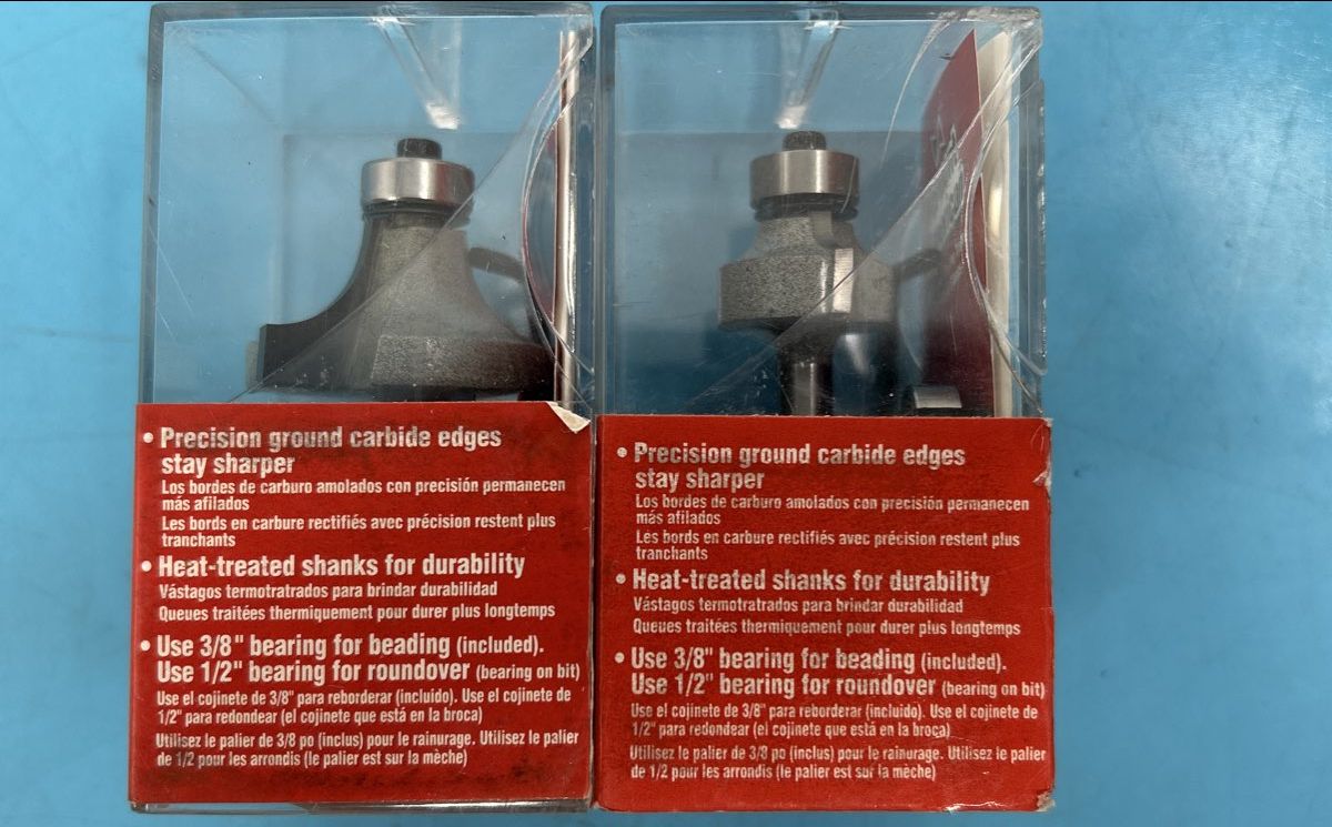 Carbide Tipped 1/4” shank 1/2” & 3/16” Roundover Beading models 23135, 23131