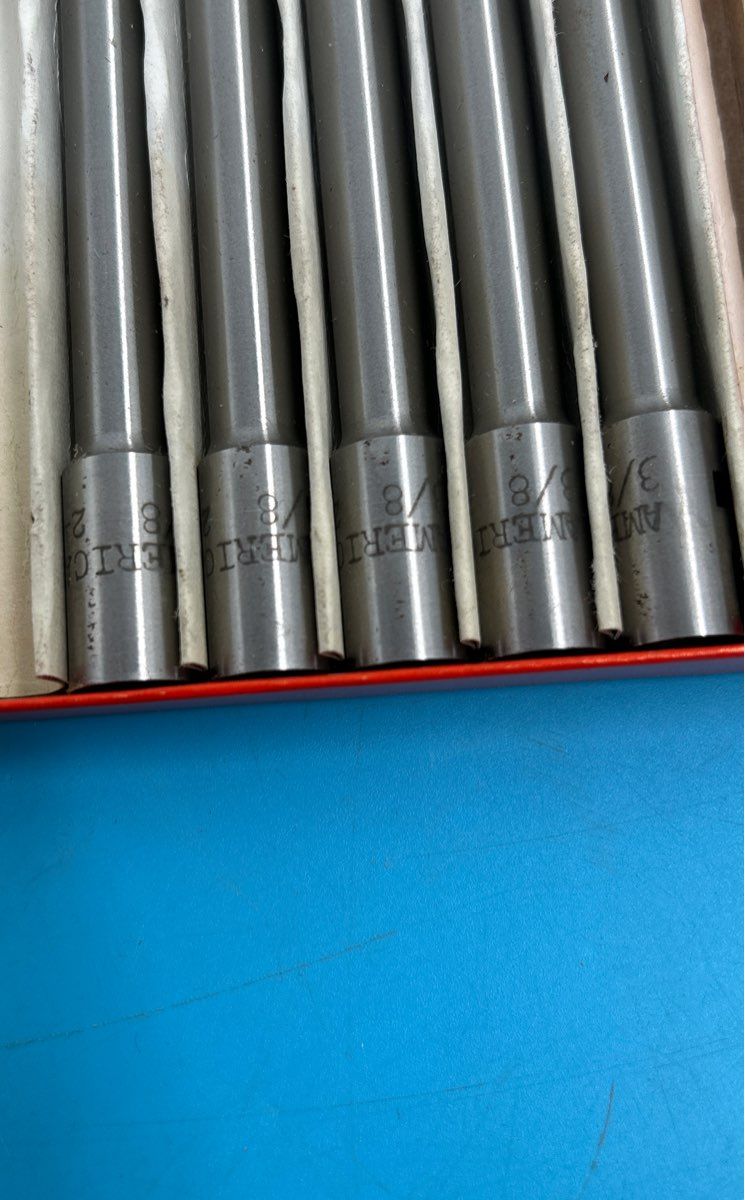 Vintage Dexter/Lawson Hollow Drillbits Set of 11 (3/8 2-8) and 1 Speed bit (1/4)