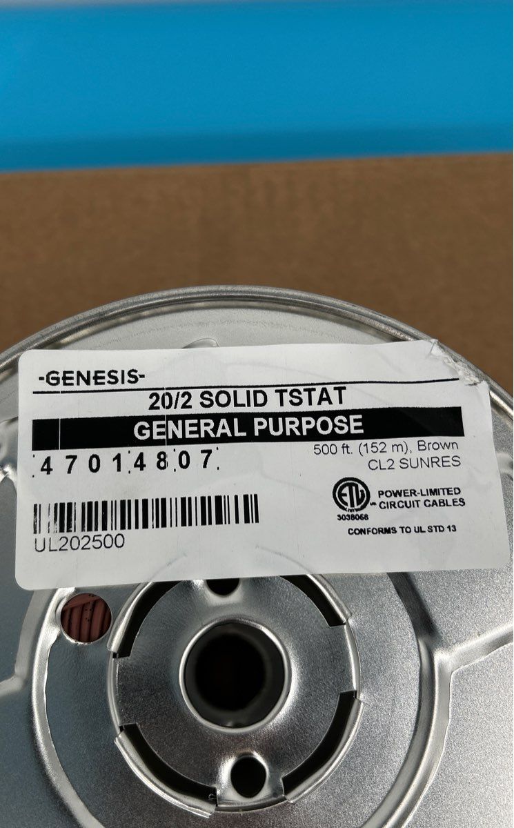 Genesis 20/2 Solid Thermostat General Purpose Wire 500ft roll, brown