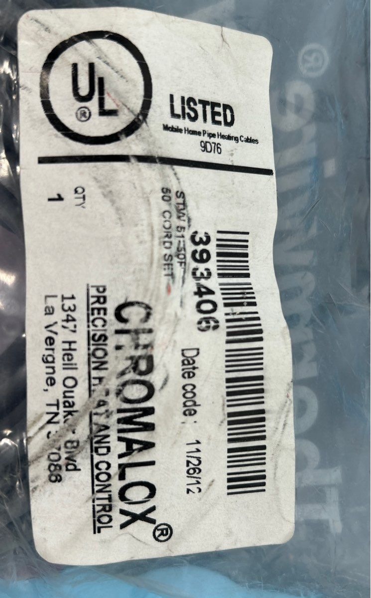 Chromalox Thermwire Pipe Heating Cable 50ft model: STW51-50P