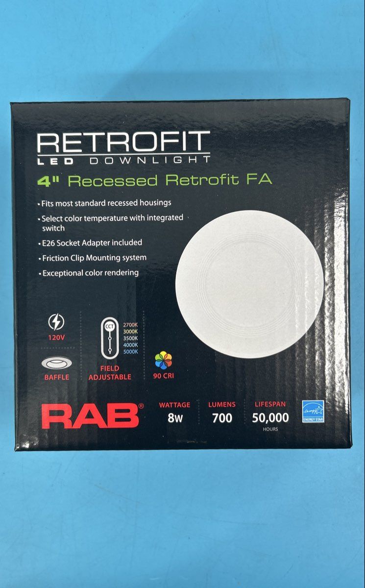 Box of 4 - RAB 4” LED Retrofit Recessed Downlight R4R89FA120WB
