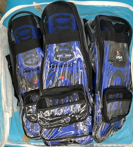 Sport Wave 3 Person Kit, 3 wetsuits + 3 fins + 3 Goggles + 3 Snorkel Hoses