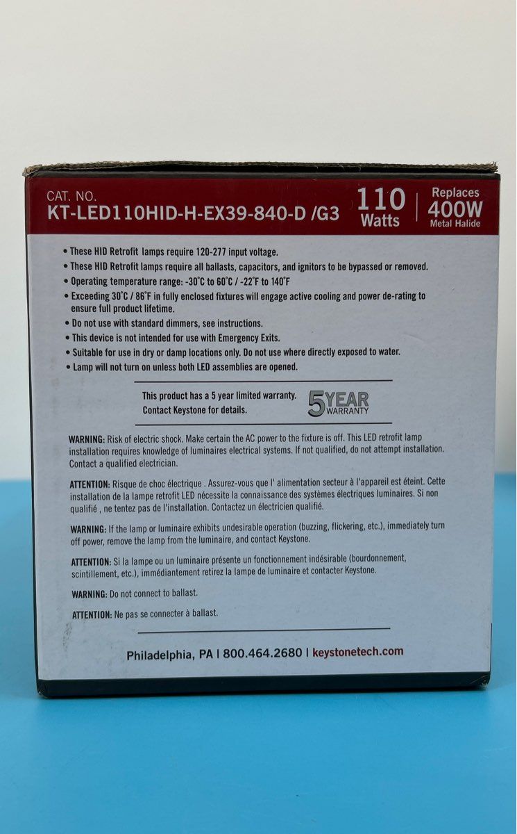 Keystone Direct Drive HID LED EX39 16kLu 4000ktemp KT-LED110HID-H-EX39-840-D /G3